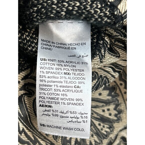 Chicos Cardigan Sweater Duster Womens Medium Black Beige Paisley Trim - Picture 5 of 7